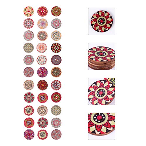 EXCEART 200Pcs BotÃµes de Natal Retro 2 Furos BotÃµes de Madeira para Scrapbooking Costura Diy Artes