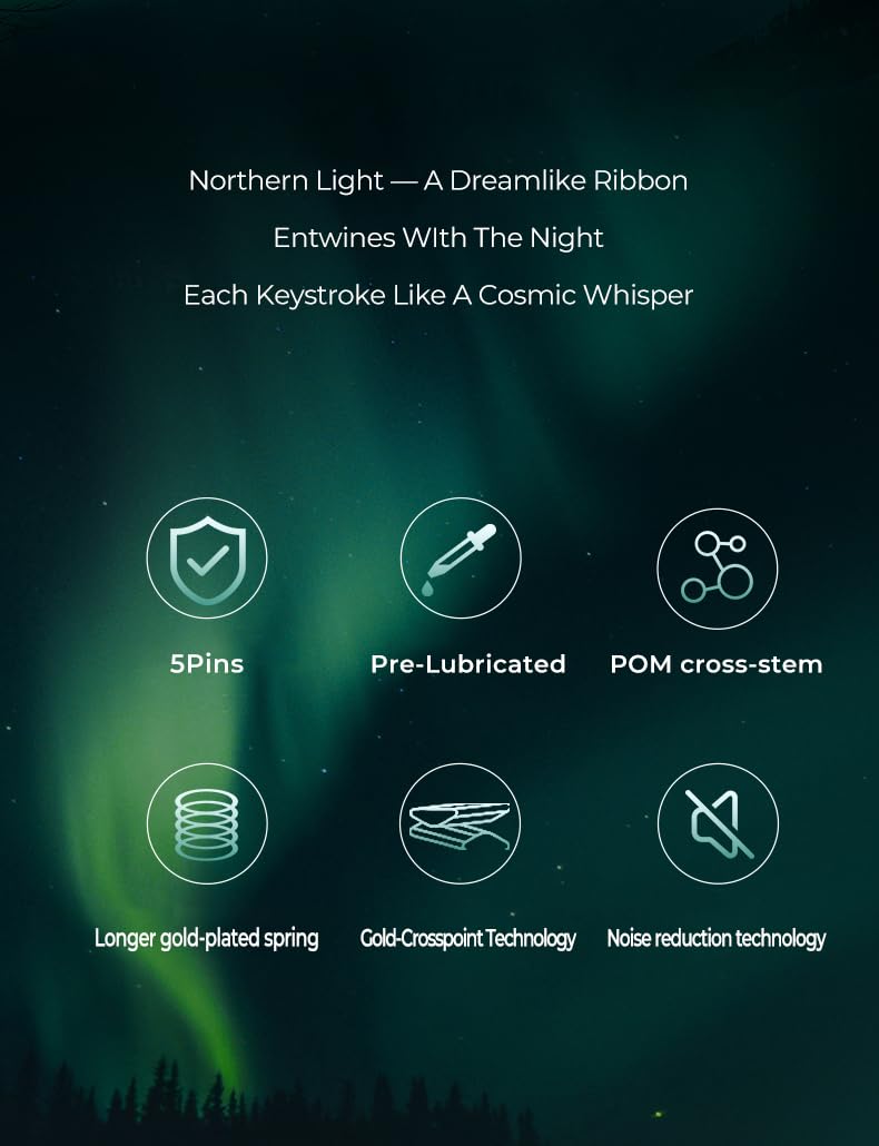 KPREPUBLIC Cherry MX - Interruttore Aurora per luce del nord, 45 g, interruttore lineare per tastiera meccanica, lubrificato in fabbrica, 50 m, 3,7 mm (Cherry MX Northern Light Switch x90)