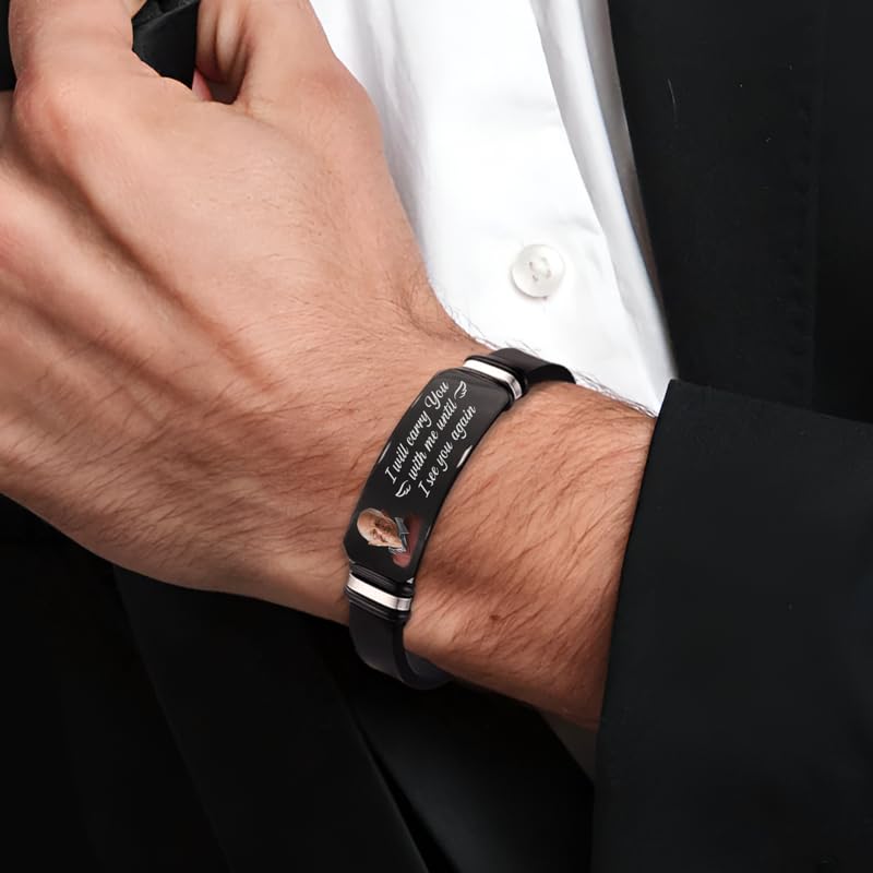 Custom Photo Always With You - Memorial Personalized Custom Engraved Bracelet - Sympathy Gift For Family Members4