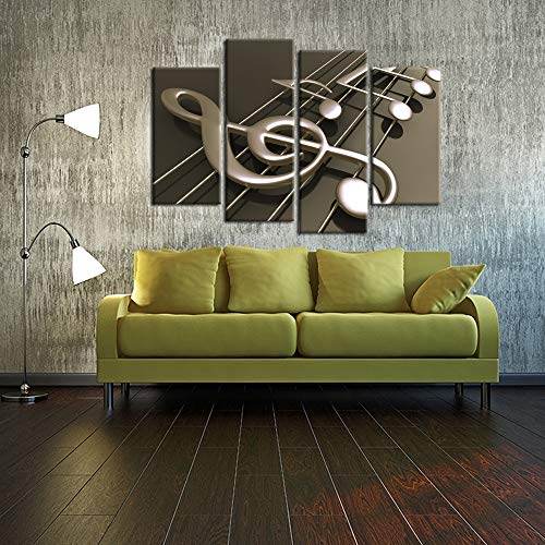 Iknow Foto IK2218 4 Panel 3D Music Notes Canvas Wall Art Hanging Paintings Modern Artwork Abstract Picture Prints Home Decoration Gift Unique Designed Framed Art Work thumb #4