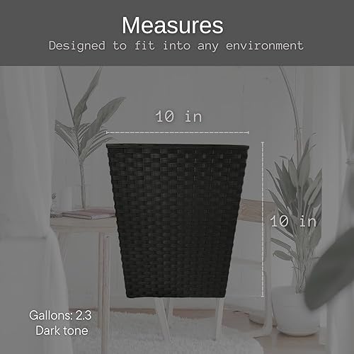 Miniatura 2 de Elly Décor Juego de 2 cubos de basura cuadrados de 2.1 galones, papelera eficiente, se adapta debajo del escritorio, cocina, hogar, oficina,