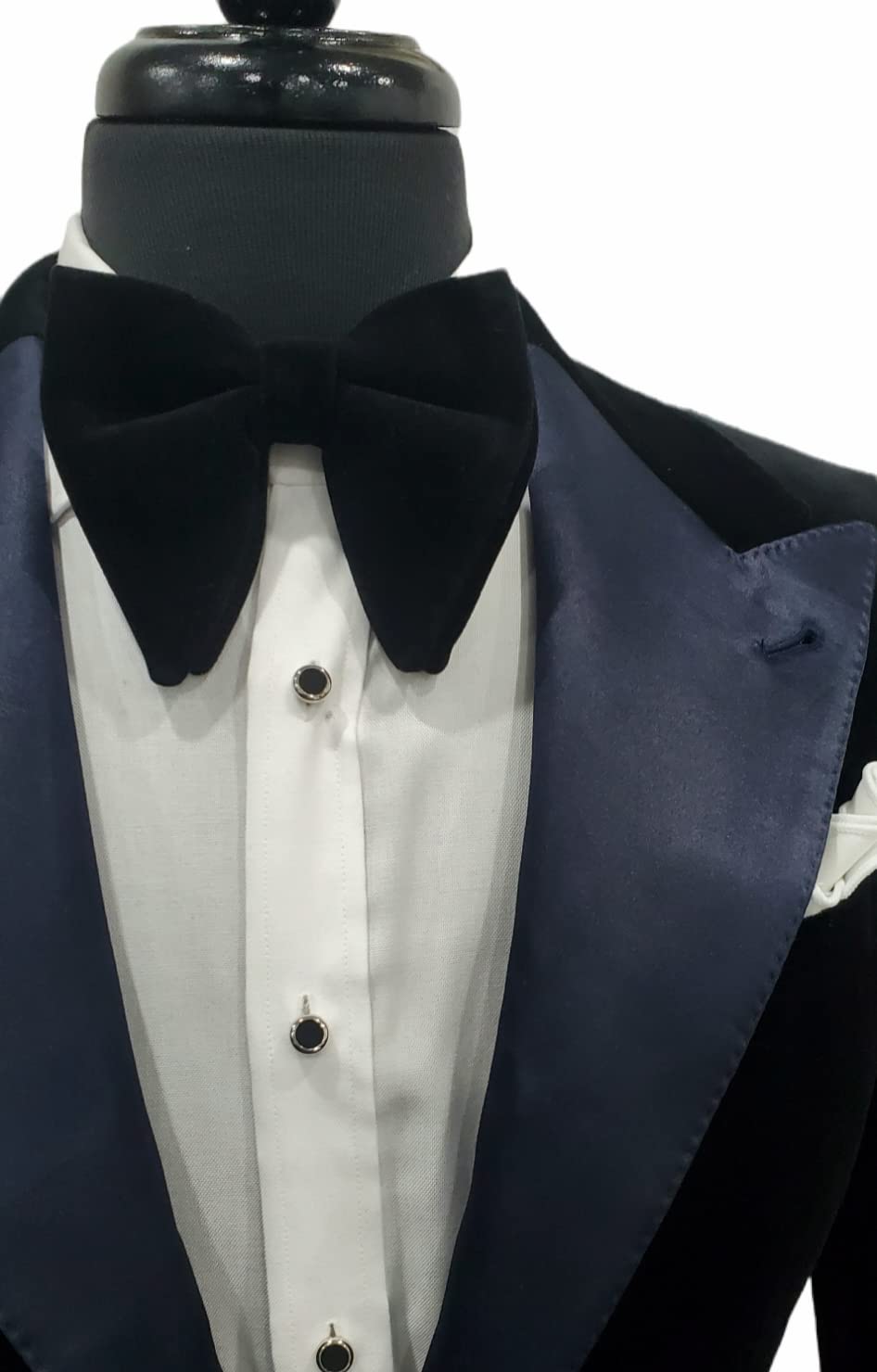 ElnukStyles Bowtie Large Bow Wedding Butterfly Pre-tied Oversized Hugh Big Velvet Bow Tie, Black Velvet, Large