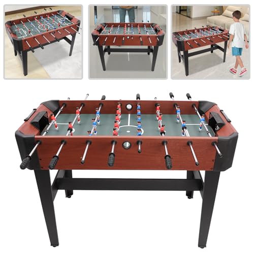 Tischkicker Spieltisch, Freistehend Tischfussball mit Anzeigetafel, 8 Vereine, Kleiner Fußabdruck, Multiplayer Spiele für Wohnzimmer Spielzimmer Lounge, 120 x 61 x 81 cm – Bild 5