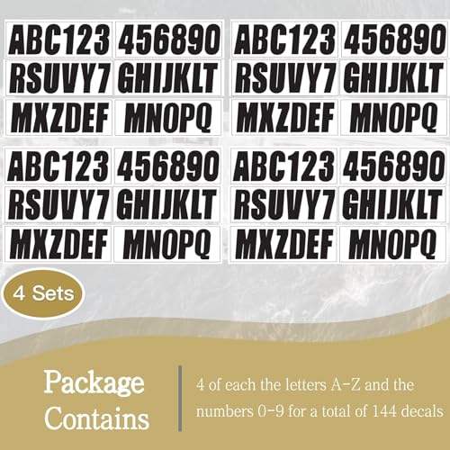 Image of 24 Sheets 3 Inch Black Self Adhesive Vinyl Letters Numbers Stickers | Fit Boat Identification Number Hull Decoration Decor