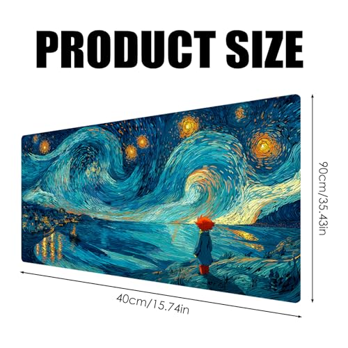 Image of Nuxovilar Professional Large Mouse Pad & Computer Game Mouse Mat (35.4x15.7IN, Blue - Green Flowing Abstract Art) (90 * 40cm Blue - Green Flowing Art)