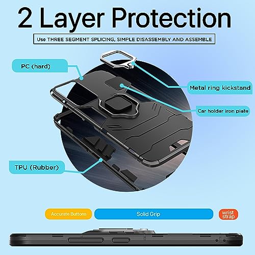 Image of Pikkme Vivo V29 / V29 Pro 5G Back Cover | D5 Tough Armor Bumper | 360 Protection Case | Ring Holder Stand Case for Vivo V29 / V29 Pro 5G (Black)