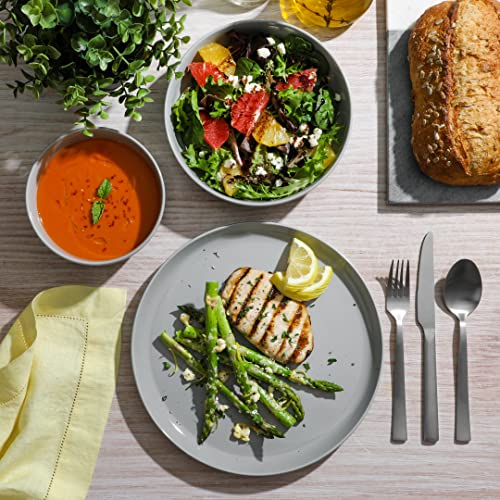 Image of Gibson Home Oslo 12-Piece Porcelain Chip and Scratch Resistant Dinnerware Set, Grey,Service for 4