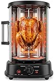 NutriChef Countertop Vertical Rotating Oven - Rotisserie Shawarma Machine, Kebob Machine, Stain & Heat Resistant Door & Energy Efficient, Includes Kebob Rack with 7 Skewers (PKRTVG34)