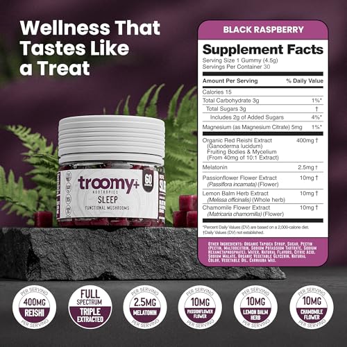 Image of Troomy Sleep Melatonin Gummies for Adults and Kids, Vegan - 60 Count