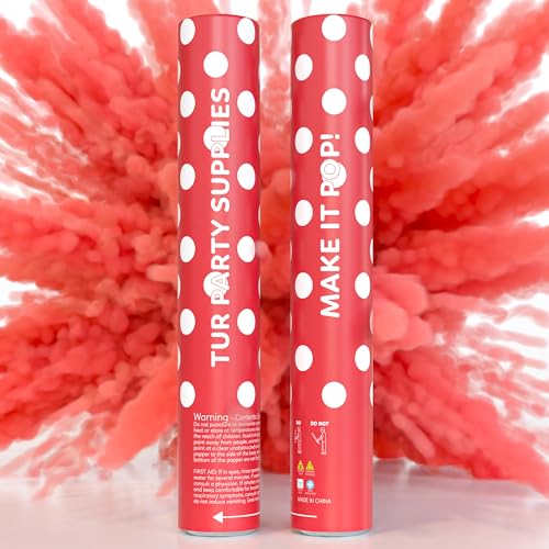 Red Powder Cannons Smoke Bombs Biodegradable Poppers | 2 Pack | Launch up to 25 ft | 12 inch |...