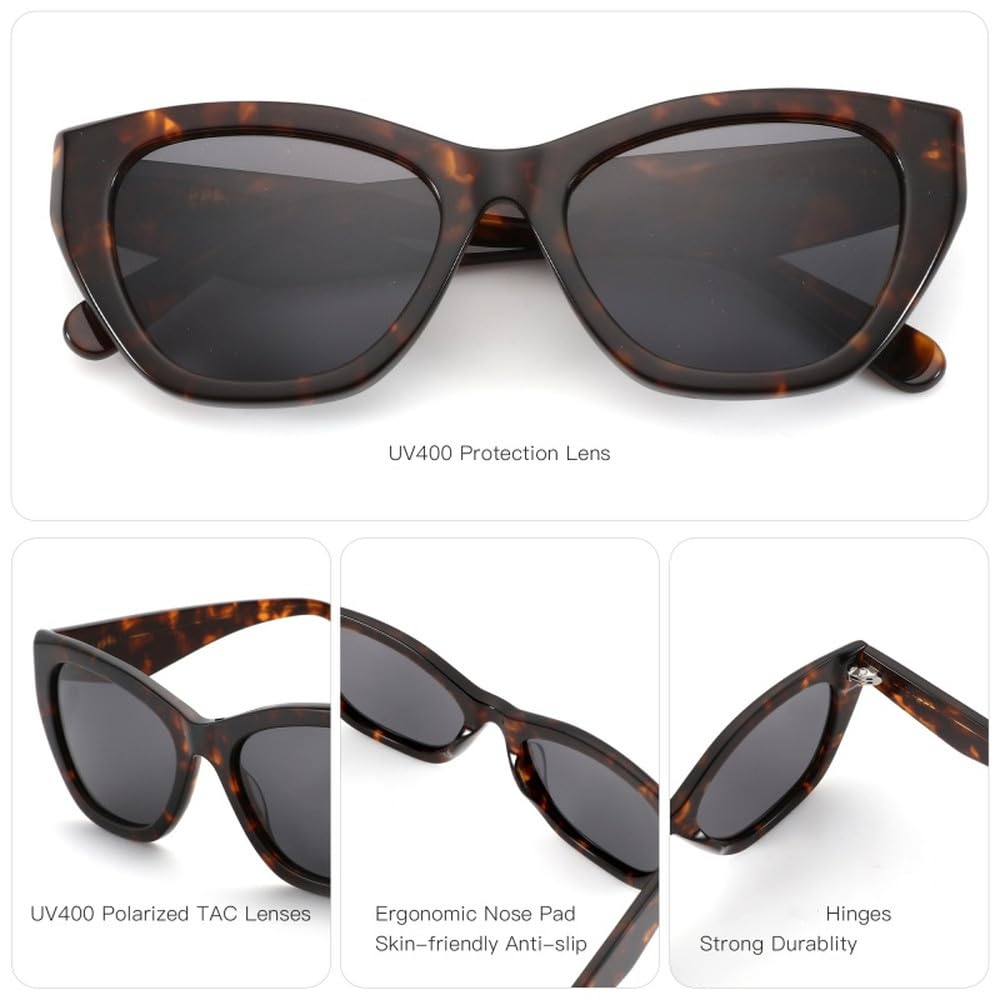 Occhiali da sole polarizzati in acetato con motivo farfalla e protezione UV400, ideali come regalo per lo shopping.