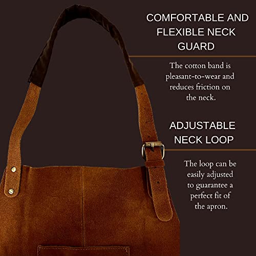 Leather Grill Work Apron with Tool Pockets