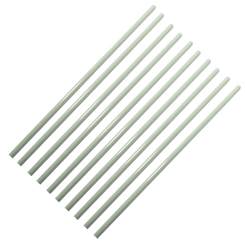 Lot de 10 tiges vierges rondes en fibre de verre - Diamètre : 8 mm x 420 mm