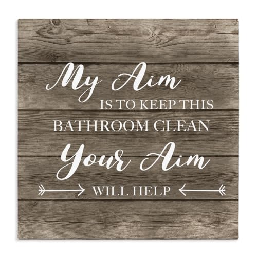 Stupell Industries Your Aim Toilet Cleanliness Funny Motivational Saying, Design by CAD Designs Brown 36 x 36