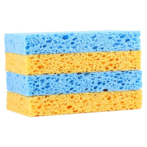 WEKAMOS 16個 キッチン用吸水性スポンジ オレンジ ブルー 高弾力 抗菌仕様 シンク 蛇口 食器洗浄に 泡立ち良くキズけず清掃簡単