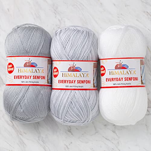 Himalaya Everyday Senfoni 100% acrilico anti pilling, set di 3 matasse per progetti multicolori, set da 15
