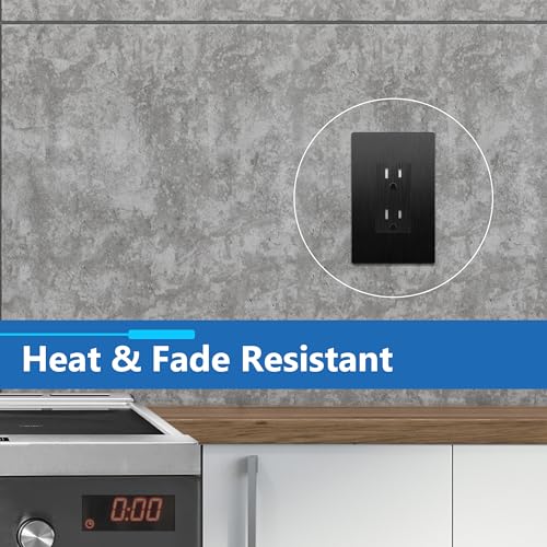 Image of LIDER Screwless Metal-Surface Wall Plate, Decorator Switch Cover, Temperature and Impact Resistant, Modern Decoration Upgrade, Mid-Size 1-Gang 4.88 inch x 3.11 inch, UL Listed, Stainless Steel, Brushed Black