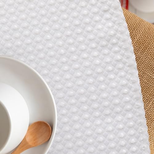 Jinchan WFERPC-6018P1C04N White Valance Curtain For Kitchen Waffle Weave Valance For Living Room Bathroom Farmhouse Country Valance Light Filtering Window Curtain Rod Pocket One Panel 18 Inch Length thumb #6