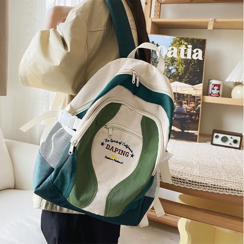 Teclado Fashion Backpack Large Bookbag Waterproof Laptop Bag Lightweight Casual Travel Daypacks (Green)3