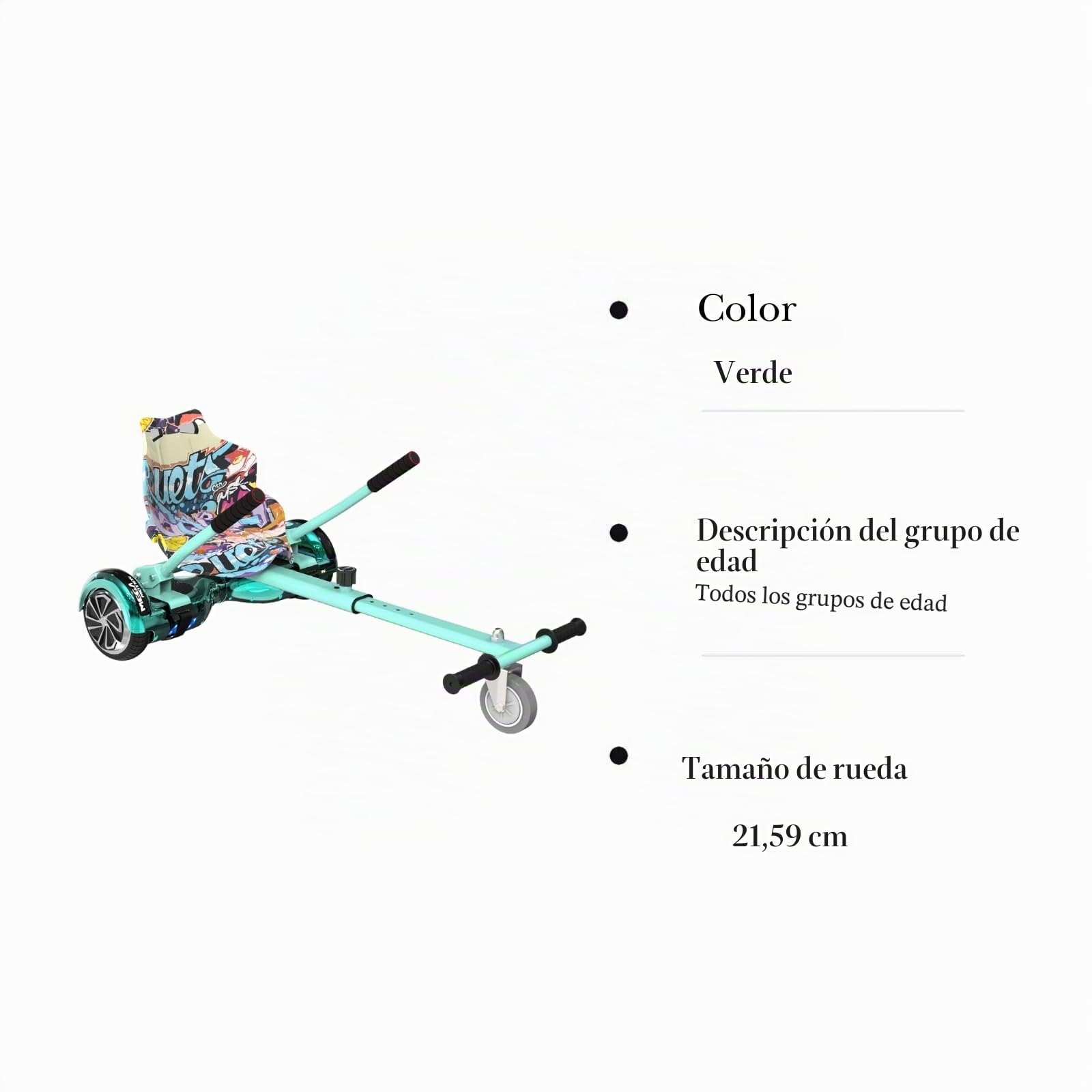Asiento Hoverkart para Scooter y Gokart – Hovergokart para hovergokart, verde asiento para hoverboards, asiento para hoverboard compatible con 6,5 pulgadas, 8,5 pulgadas y 10 pulgadas