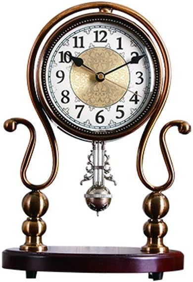 Retro Home Pendulum Clock/Simple Atmosphere Table Clock/Living Room Bedroom Desk Clock/13.4 Inch Creative Mantel Clock Table Clock