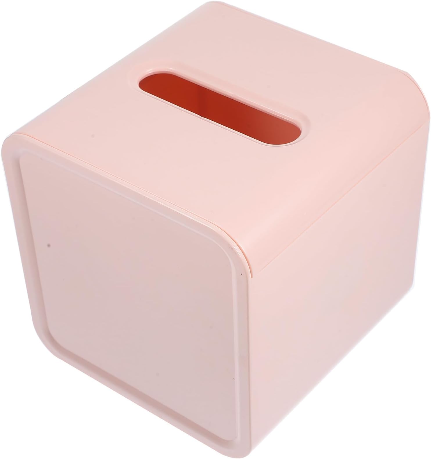 GLEAVI Square Roll Napkin Box Tissue Holder Plastic Tissue Paper Storage Case Pink for Living Room Bathroom Desktop