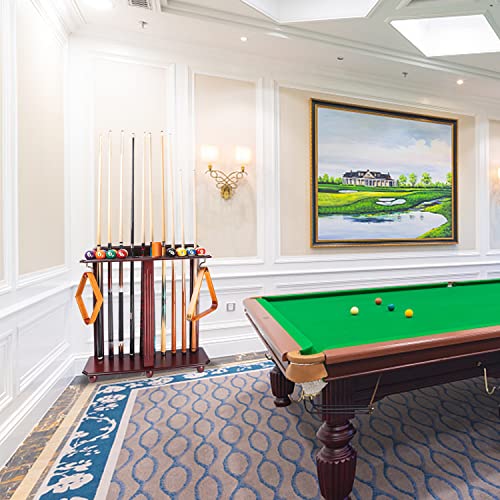 Gse Floor Stand Billiard Pool Cue Racks Only, Holds 10 Pool Cue Sticks, 2 Drink Holders, Billiard Ball Racks And Full Set Of Pool Balls (Mahogany) #TOP5