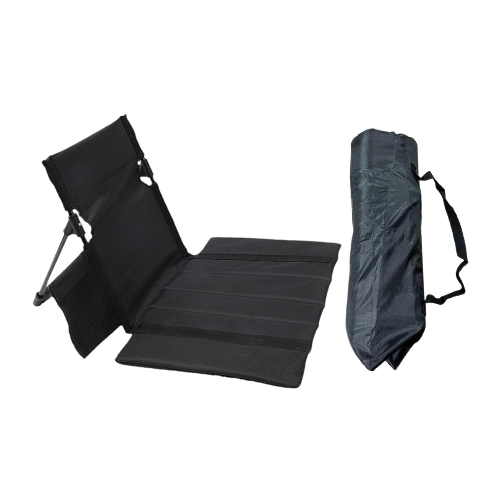 harayaa Floor Chair with Back Support Beach Chair with Carry Bag for Traveling Backpacking, Black