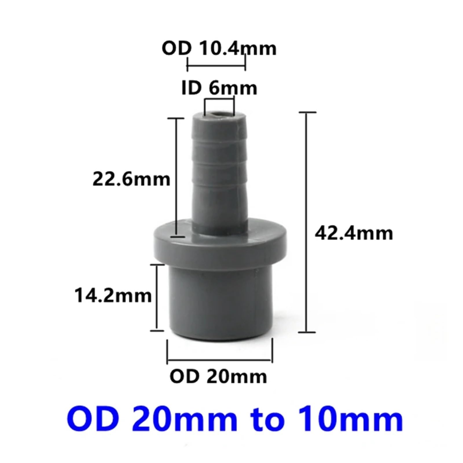 15 szt. Złączy rurowych PCV Pagoda do armatury akwariowej nawadniania ogrodu | Adapter do miękkich złączy węży 20/25/32 mm do 5/25 mm Biały Szary Niebieski(OD 20mm to 10mm,Gery (5PC))