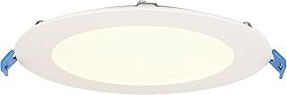 Westinghouse Lighting 5103100 12 Watt (80 Watt Equivalent) 6-Inch Slim Recessed LED Downlight Dimmable Warm White Light, White Trim
