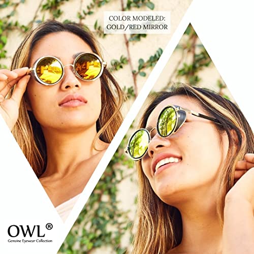 Steampunk Gothic Retro Vintage Hippie Colored Metal Round Circle Frame Sunglasses Colored Lens OWL4