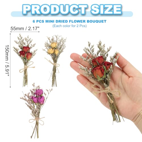 Mini Ramo de Flores Secas PATIKIL, 6 Piezas miniatura 2