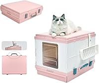 Vista 1 de ShengdiYage Caja de arena para gatos, cajas de arena plegables portátiles para gatos con cuchara de arena para gatos, bandeja de arena tipo cajón