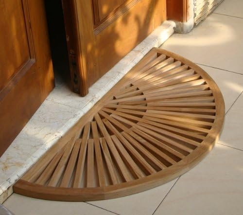 New Grade A Teak Wood 34x17 Sun Burst Door / Shower/ Spa / Bath Floor Mat #WHAXSBFM