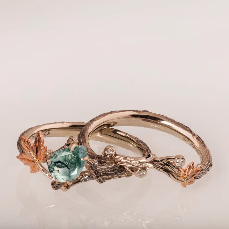 Dorunmo Moss Agate Ring - Green Stone - Sterling Silver - Wedding Ring - Moss Agate Jewelry - Engagement Anniversary Birthday Gift4