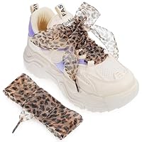 Healvian Lot De 2 Lacets De Rechange Pour Chaussures Pour Femmes Lacets Larges Et Plats Motifs Léopard Fins Et Plats
