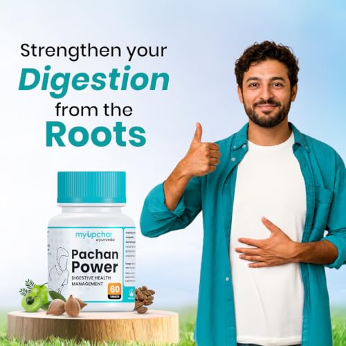 Image of MyUpchar Ayurveda Pachan Power - Digestive Tablets | Triphala Tablets with Amla, Haritaki & Bibhitaki | Relieves Constipation, Bloating, Gas, Indigestion & Other Digestive Discomfort | 60 Tablets | Pack of 1
