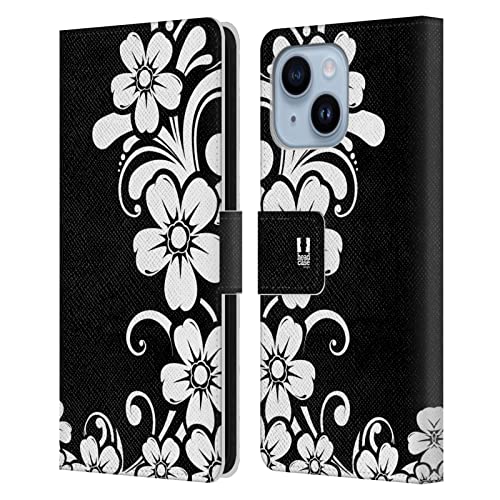 Étui portefeuille en cuir Marguerite floral pour iPhone 14 Plus Head Case