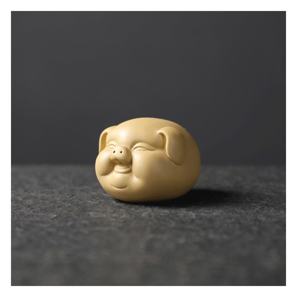 ENGENDER Kung Fu Tea Pet Zisha Tea Pet Mini Piggy Chinese Art Decoration Entrance Table Ornaments(C)