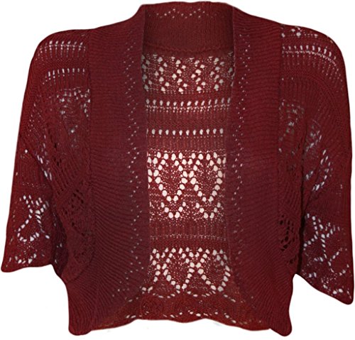 Chaqueta torera de punto calada con diseño de ganchillo transpirable