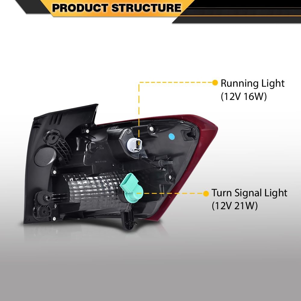 CNNELL Halogen Tail Light Assembly Rear Lights Outer Left Driver Side Compatible with Chevy Equinox 2018-2020 w/Bulb GM2804132 19418086 84305803