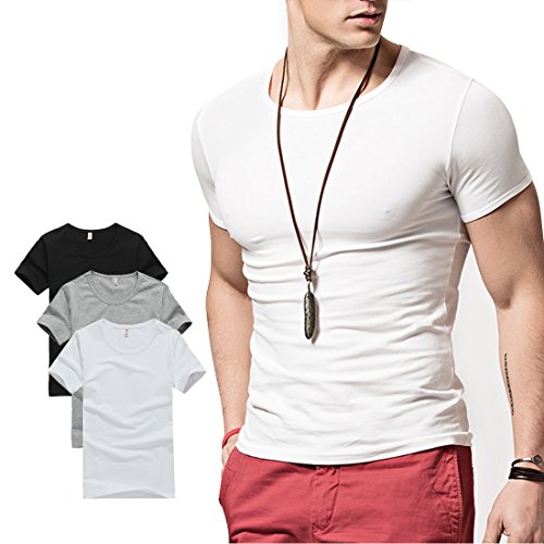 lalazaba Hyuling Mens Short Sleeves T-Shirt Crew-Neck（2pack, 3pack）