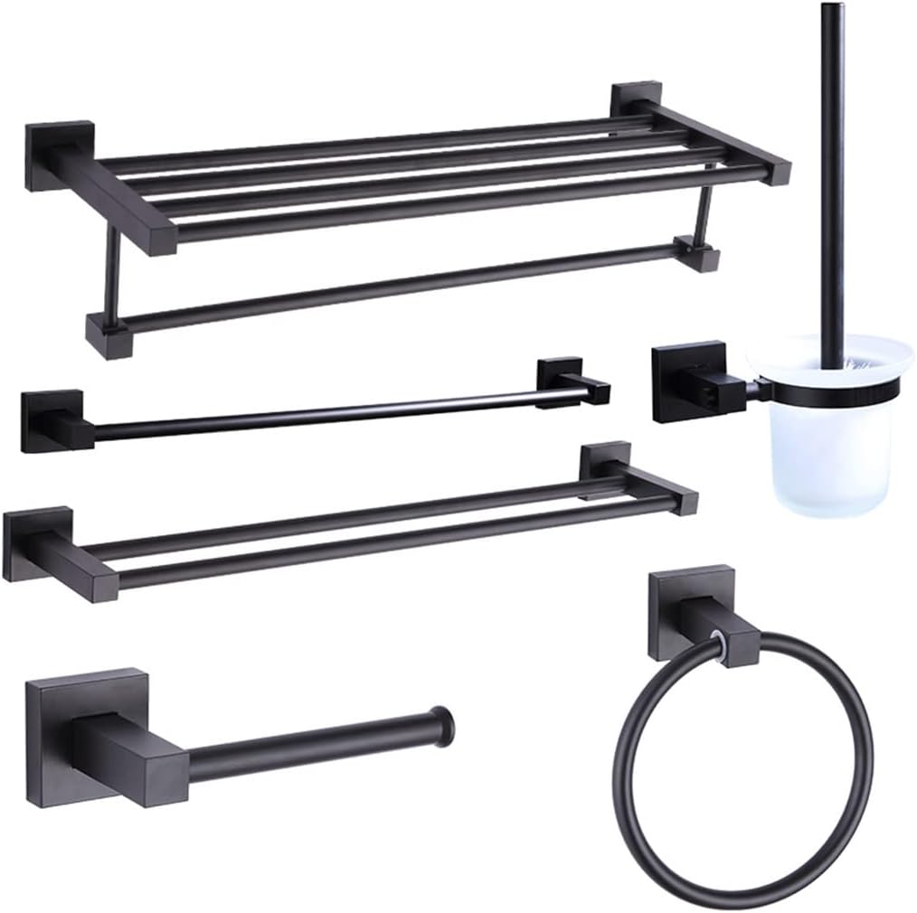 55Cm Matte Black Double Towel Bars Bathroom Towel Hanger Aluminum Bathroom Accessories Towel Rack Towel Ring