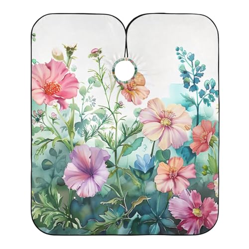 Hezely Watercolor Summer Garden Hair Dye Cape, Barber Cape for Adults,Waterproof Salon Cape,Waterproof Hairdressing Styling Hair Cutting, 65