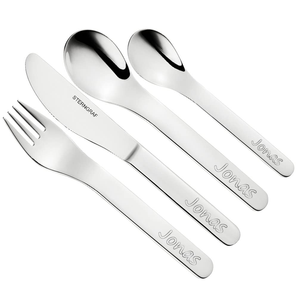 Kinder-Set Raupe Nimmersatt 7tlg. mit Gravur (z.B. Namen) personalisiertes Kinderbesteck + Kindergeschirr (Teller, Schale, Tasse)