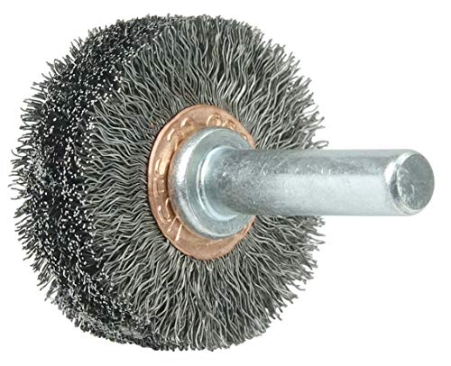 Image of Weiler 17603 1-1 /2 inch Wide Face Stem-Mounted Crimped Wire Wheel, .008 inch Steel Fill, 1 /4 inch Stem, Made in The USA(Pack of 10)
