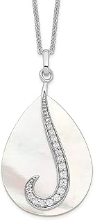 Sentimental Expressions Prata Esterlina 925 Madrepérola Zircônia Cúbica Cz Lágrima Do Céu Colar Pingente Pingente Inspirador Jóias Finas Cultivadas Para Mulheres Presentes Para Ela, madrepérola