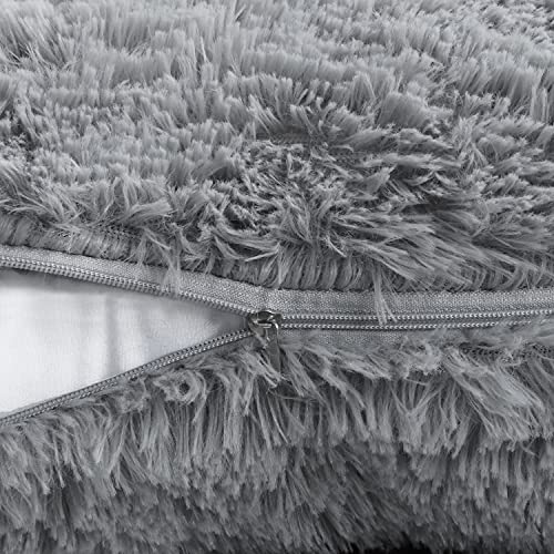 Sea Soft Lion Velvet Throw Pillow Case Cushion Cover Fashion Home Decorative Pillowcase （4-pack） (Grey)