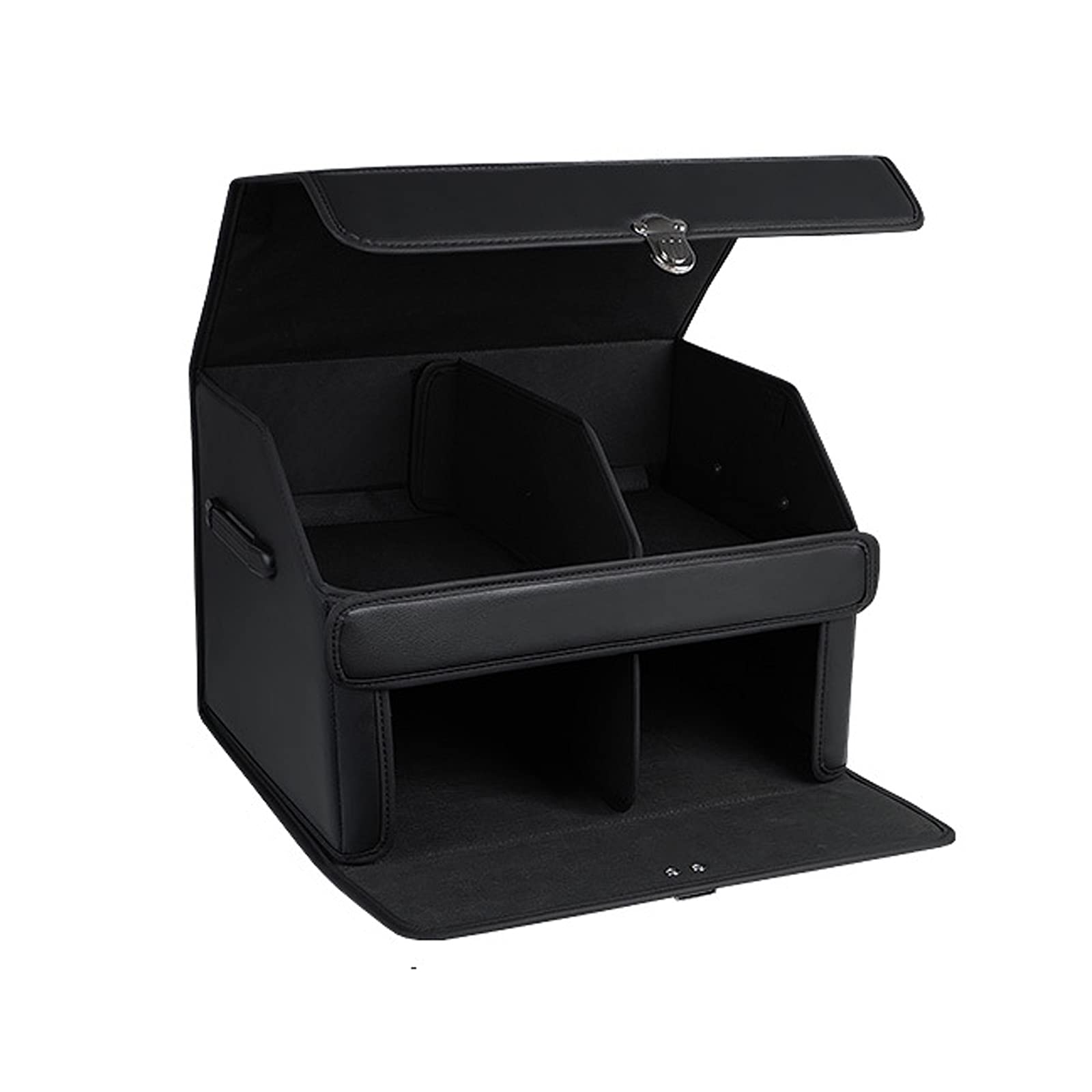 Generico Organizzatore per Bagagliaio Auto - Moderno, Nero, a 2 Livelli, in Similpelle PU Impermeabile, Pieghevole, Antiscivolo, Contenitore per Bagagliaio Auto (Nero 50 * 36 * 34 cm)