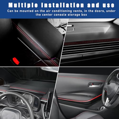 Dickno Car Interior Trim Strips, 6.56 FT Flexible Trim DIY Decorative Strip, Leather Auto Gap Fillers Molding Line, Universal Vehicle Interior Decor Seam Strip for Door Dashboard (Red) - Thumbnail 6